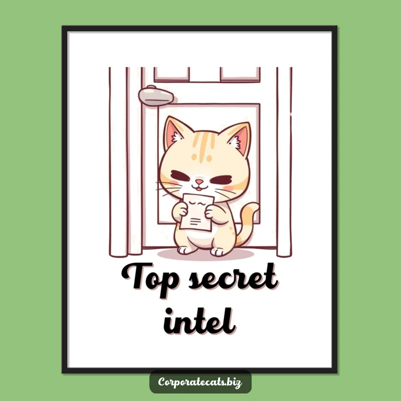 Funny Secret Agent Cat Digital Art: Mischievous Animal Print, Instant Funny Gift for Walls