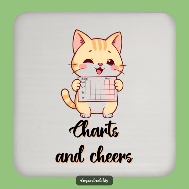 Funny Cheerful Cat Coaster: Presenting Tiny Chart, Protect Surfaces with Hilarious Flair