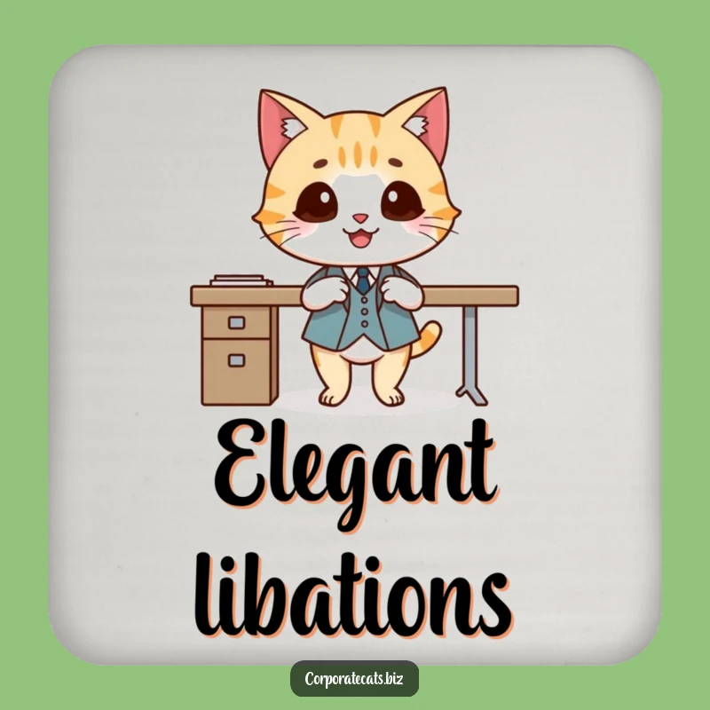 Funny Dapper Cat Coaster Set - Hilarious Protection for Your Elegant Surfaces