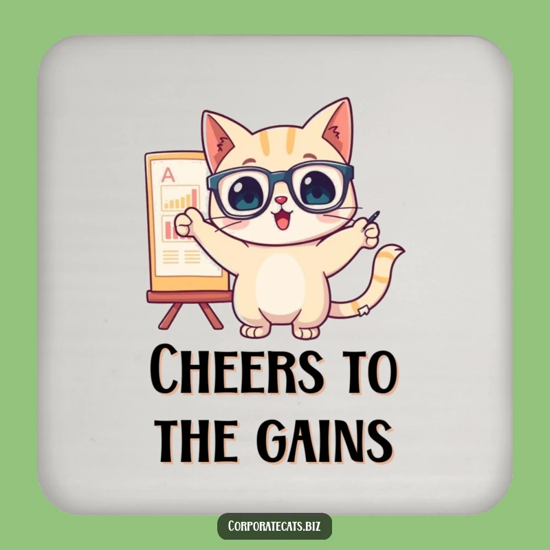 Funny Cat Chart Pointer Coaster - Protect Surfaces with Insight