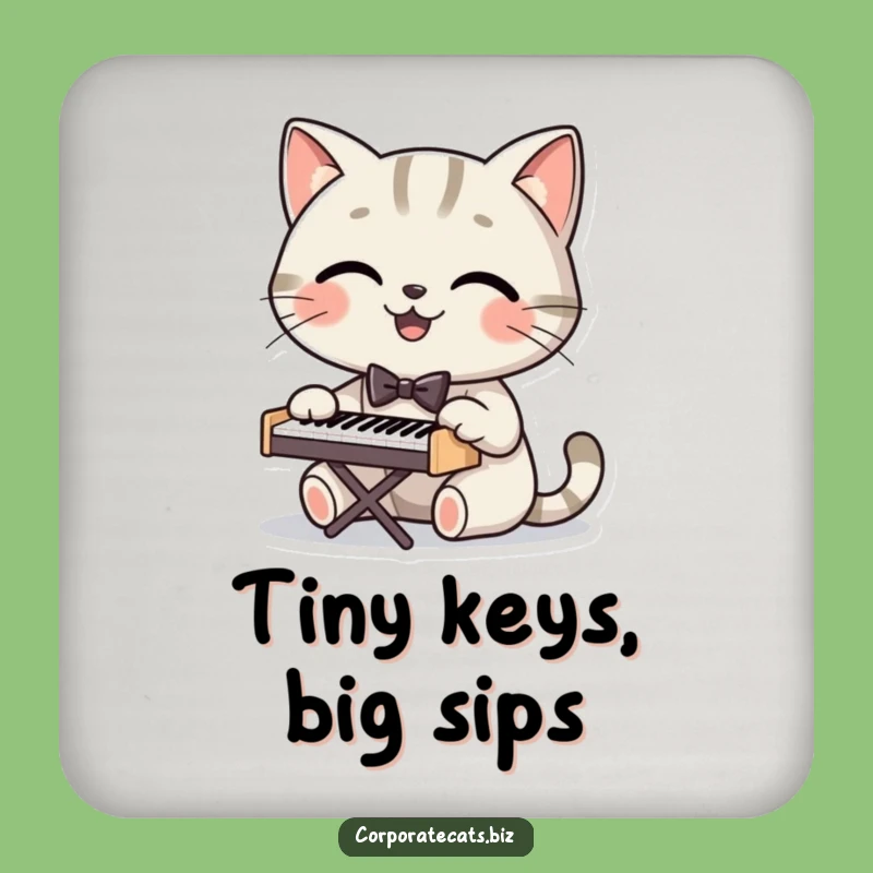 Funny Dapper Cat Pianist Coaster: Protect Your Surfaces with Musical Humor