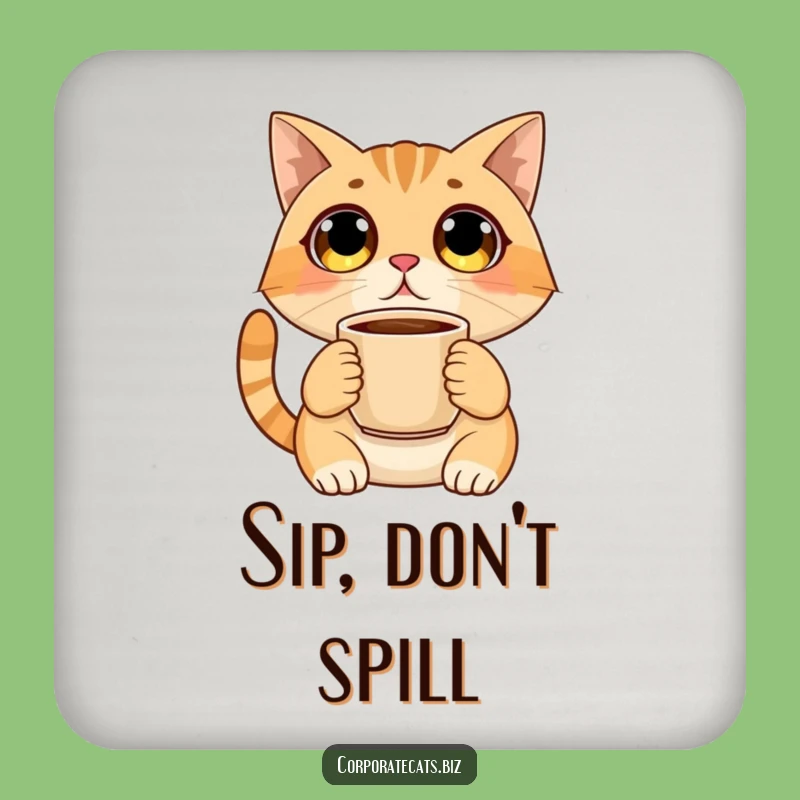 Funny Surprised Cat Coaster Set - Wide-Eyed Feline Drink Protector - Hilarious Housewarming Gift