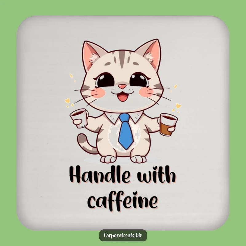 Funny Cat Juggling Coaster: Protect Surfaces with Coffee Charm