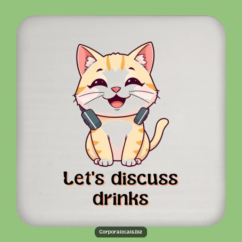 Funny Cheerful Cat Coaster Set - Talking Feline Drink Protector - Hilarious Housewarming Gift