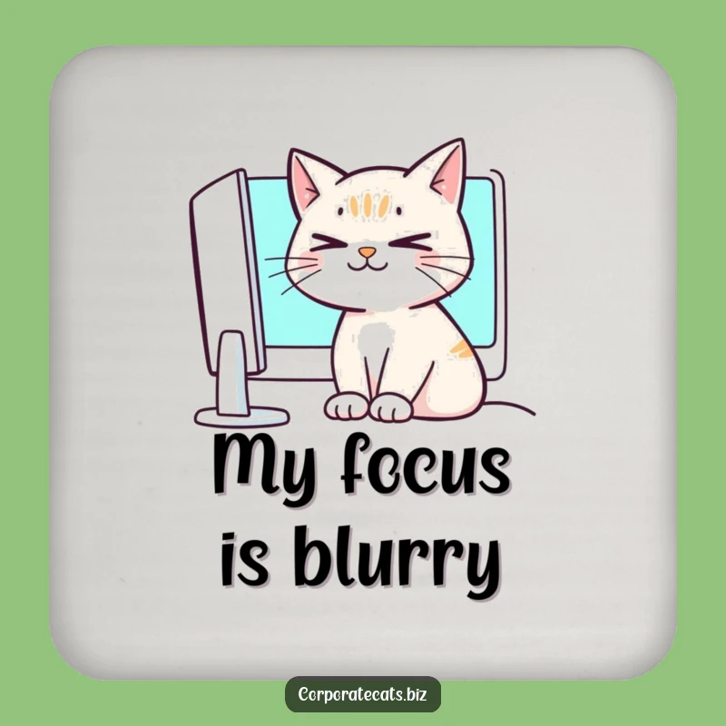 Funny Crossed-Eyed Cat Coaster: Hilarious Meme Drink Protector Gift