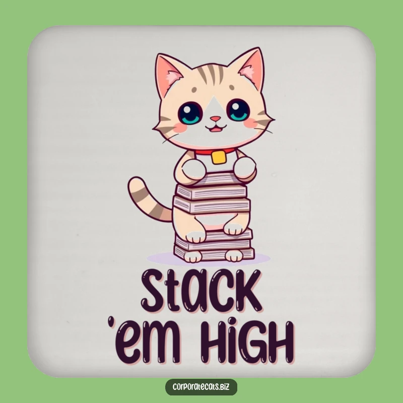 Funny Cat Coaster: Playful Document Stacker, Protect Surfaces Funny Gift