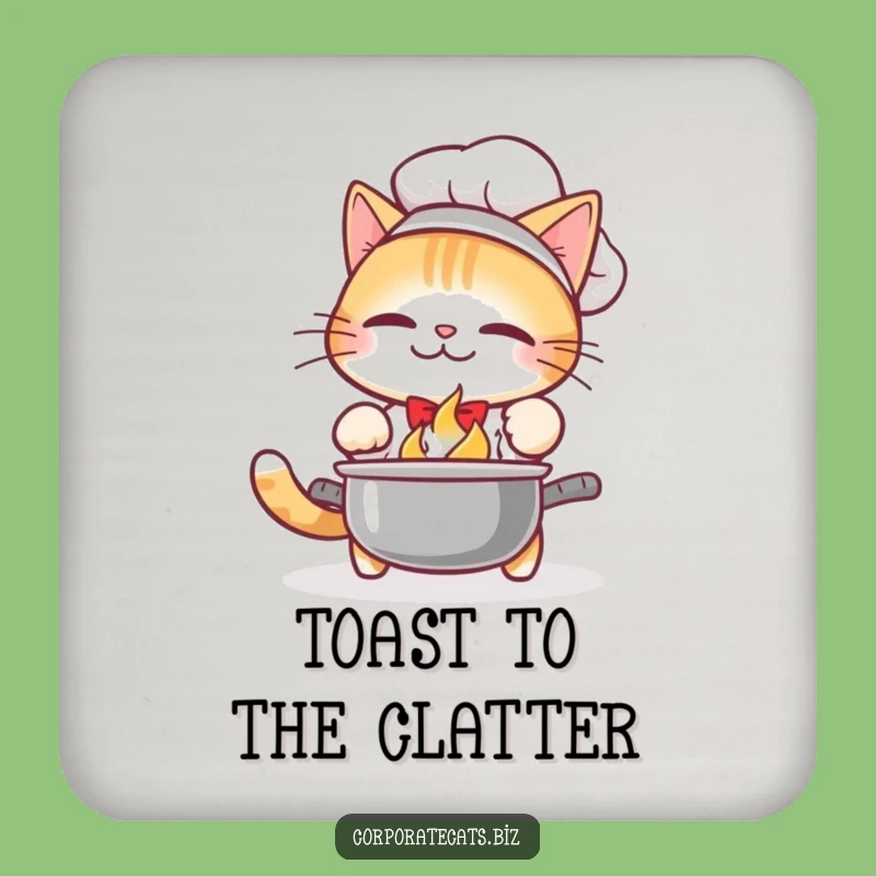 Funny Cat Chef Coaster: Protect Surfaces from Kitchen Clangs - Fun Funny Gift!