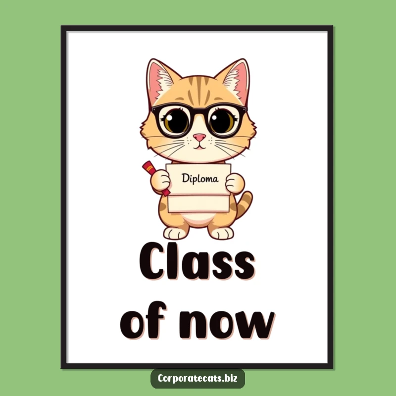 Funny Sophisticated Cat Poster - Elegant Feline Diploma Art - Hilarious Wall Decor Gift