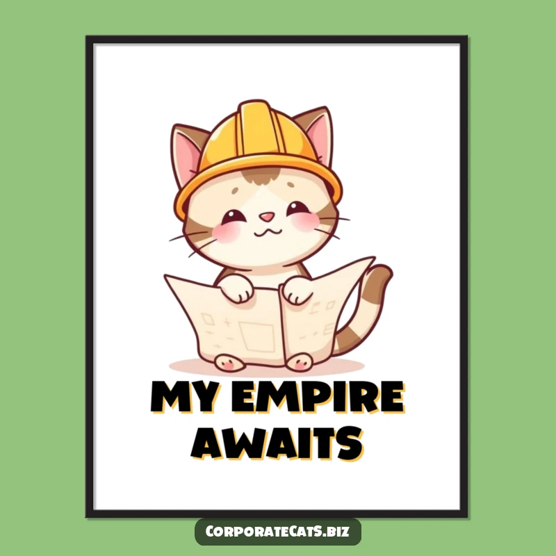 Funny Cat Architect Poster - Whimsical Blueprint Art for Amusing Home Decor