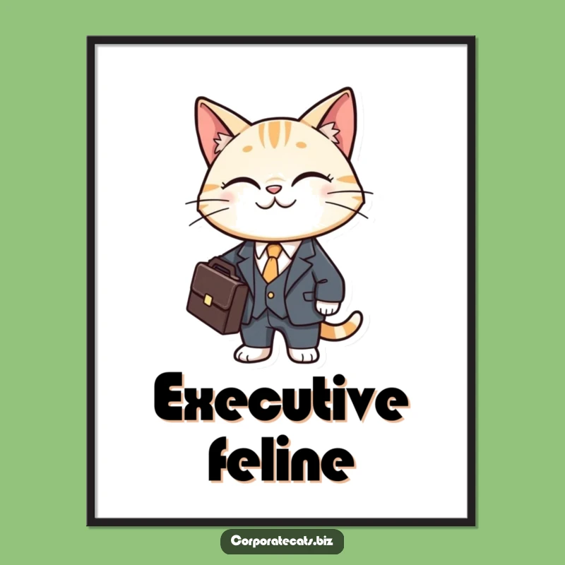 Funny Cat Business Suit Poster - Sophisticated Feline Wall Art