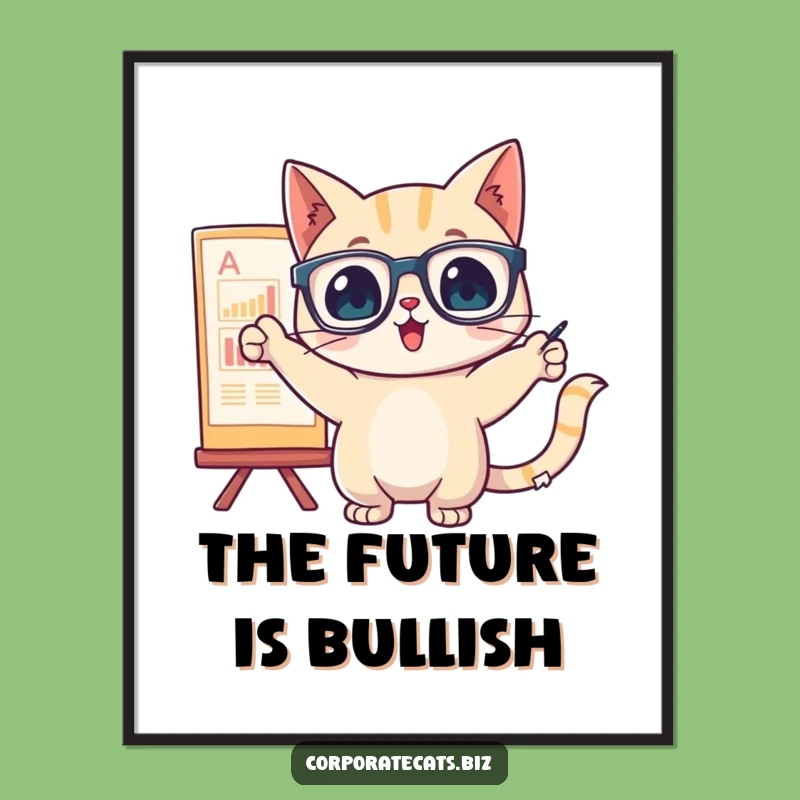 Funny Cat Chart Pointer Poster - Hilarious Wall Art for Analysts
