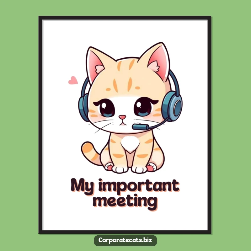 Funny Cat Gaming Poster: Hilarious Headset Cat Wall Art Gift!