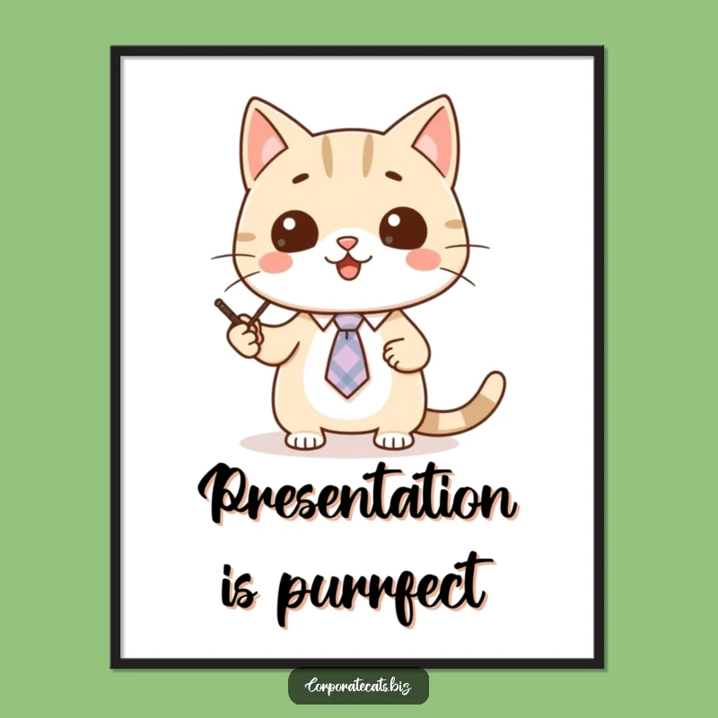 Funny Cat Presentation Poster - Adorable Feline Educator Wall Art