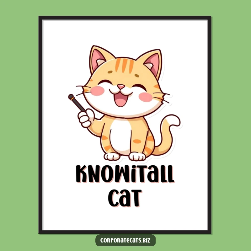 Funny Cat Presentation Poster: Beaming Cat Art for Your Office or Den