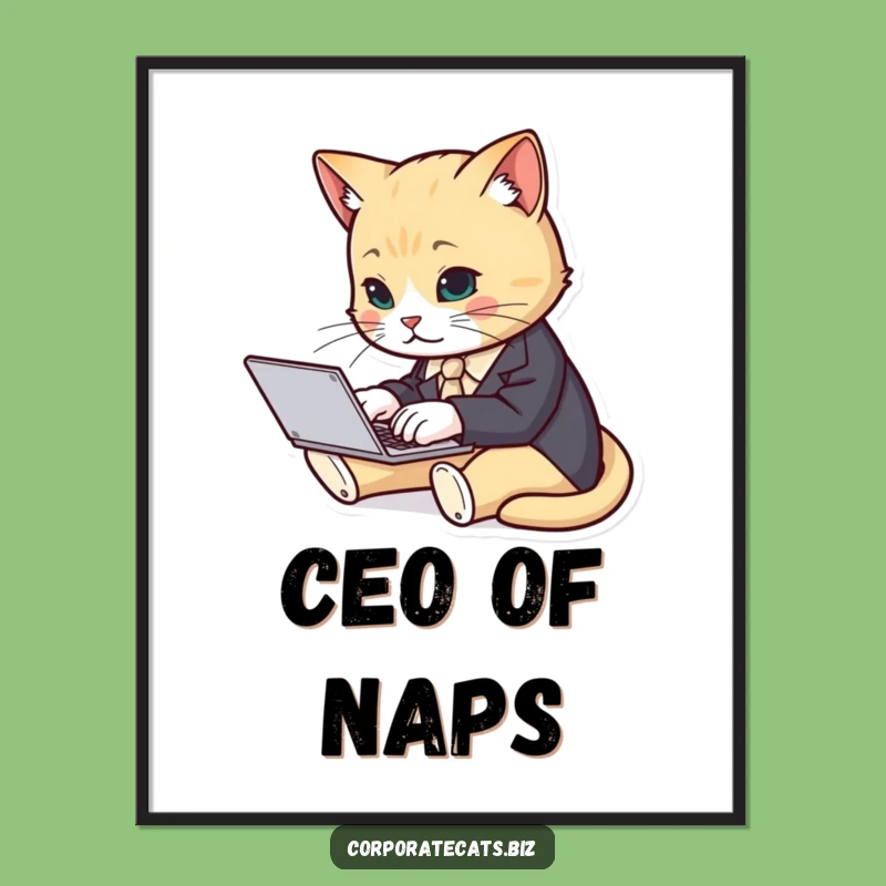 Funny Cat Suit Typist Poster - Hilarious Wall Art for Your Office