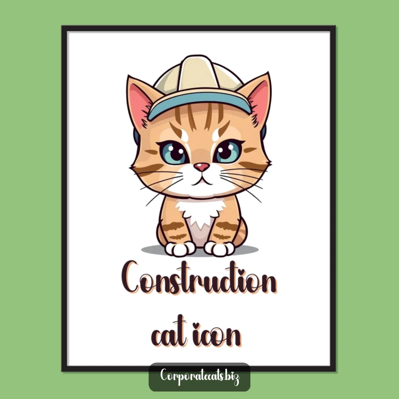 Funny Hard Hat Cat Poster: Hilarious Construction Feline Wall Art