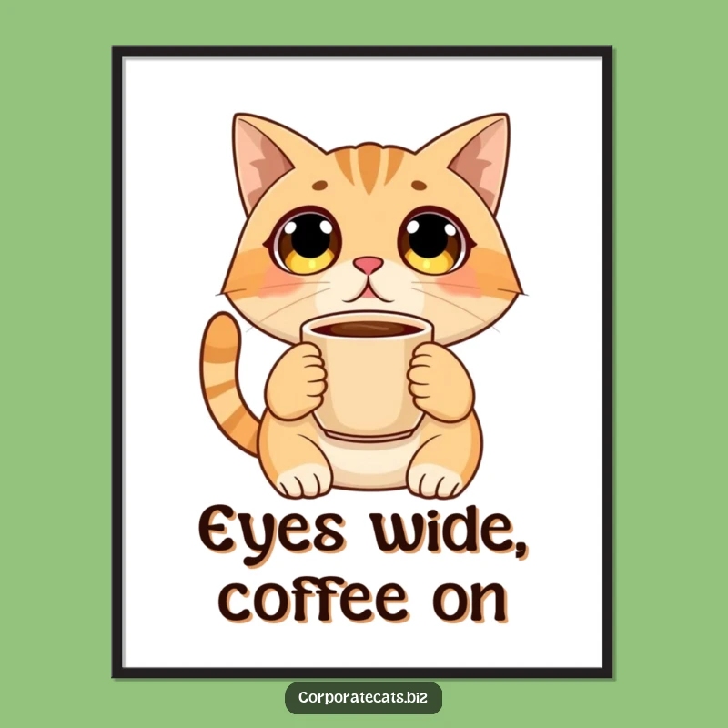 Funny Surprised Cat Poster - Artistic Wide-Eyed Feline Print - Hilarious Wall Art Gift