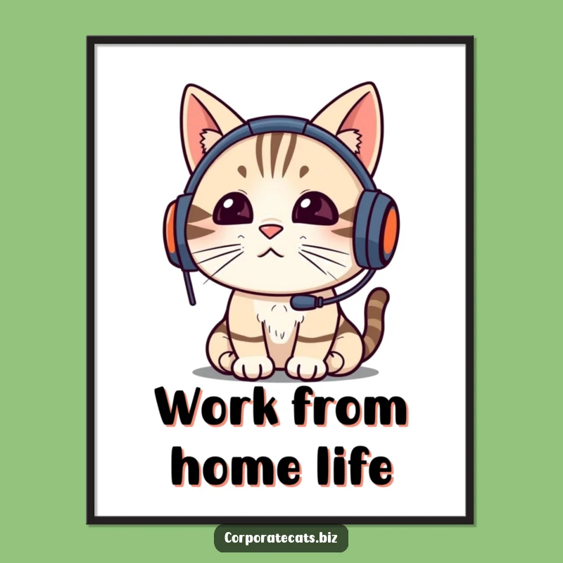 Funny Cat Video Call Poster: Hilarious WFH Feline Art, Perfect for a Funny Gift!