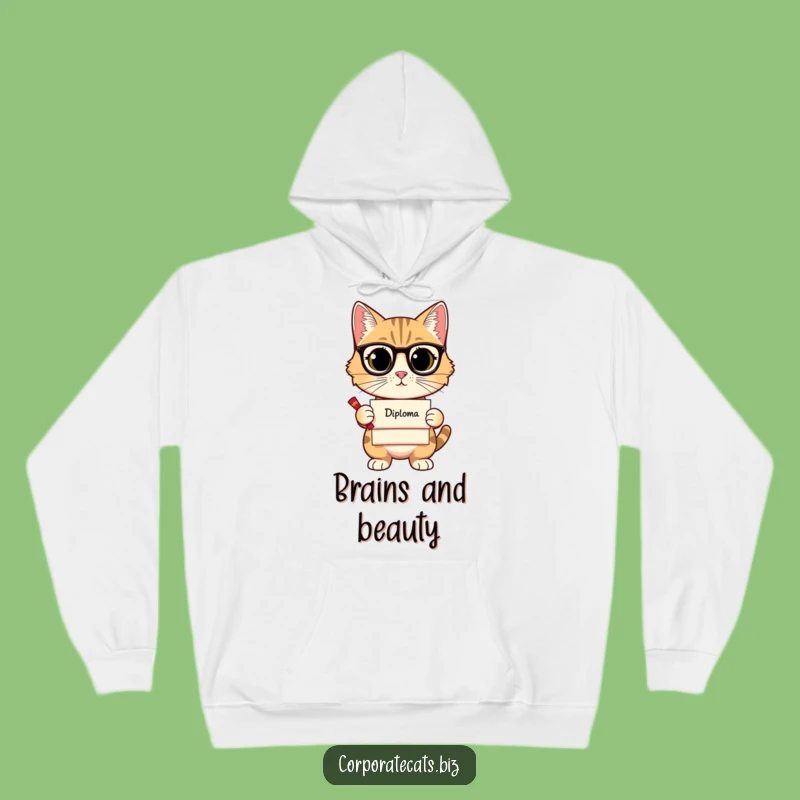 Funny Sophisticated Cat Hoodie - Cozy Educated Feline Wear - Hilarious Graduate Gift