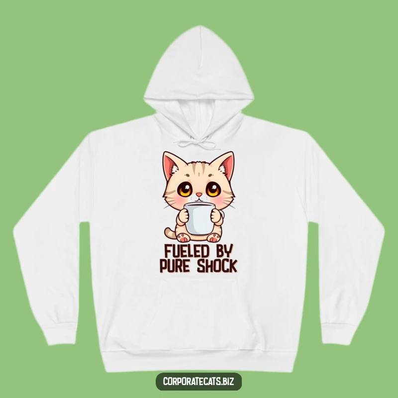Cozy Funny Cat Morning Hoodie - Warm & Surprised Coffee Drinker
