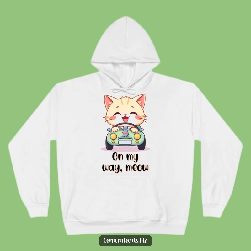 Funny Cat Driver Hoodie - Cozy Necktie Cat Car Sweatshirt for Fans