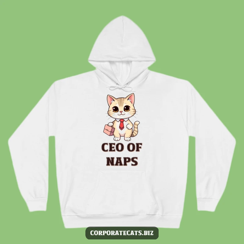 Funny CEO Cat Hoodie: Cozy Office Cat with Tie, Your New Favorite Funny Gift