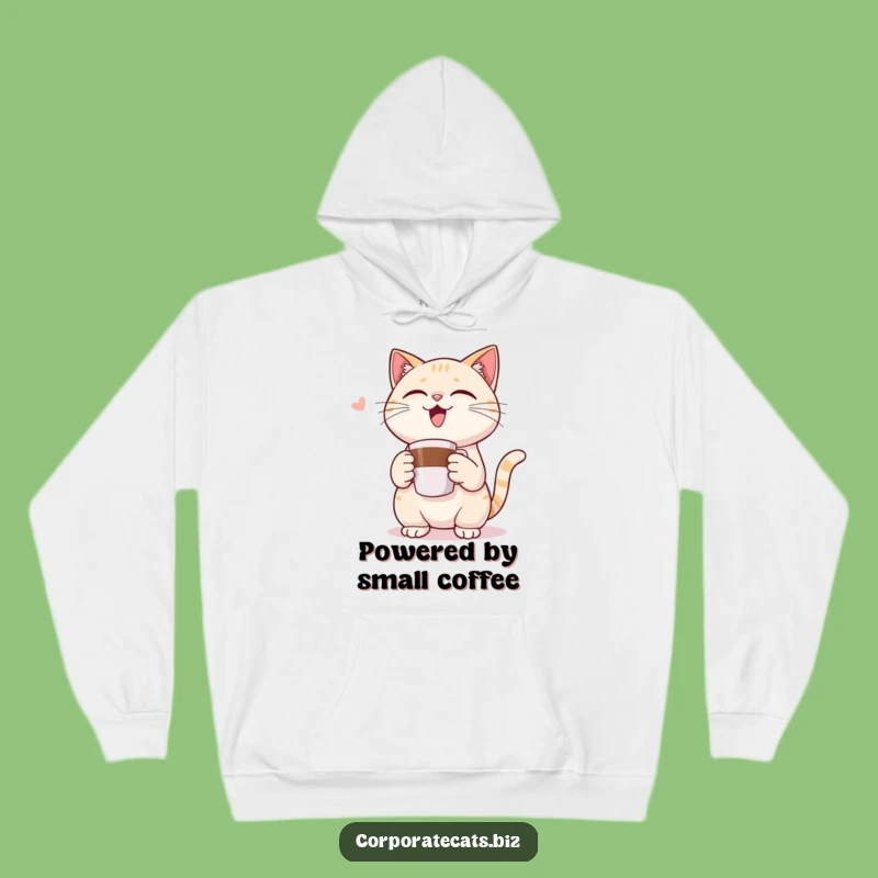 Cozy Funny Hoodie: Cat's Tiny Coffee Victory - Warm & Hilarious Gift!