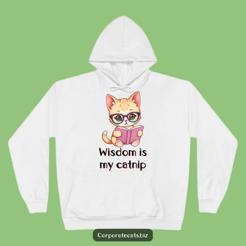 Funny Curious Cat Glasses Hoodie: Cozy & Hilarious Bookworm Feline Apparel