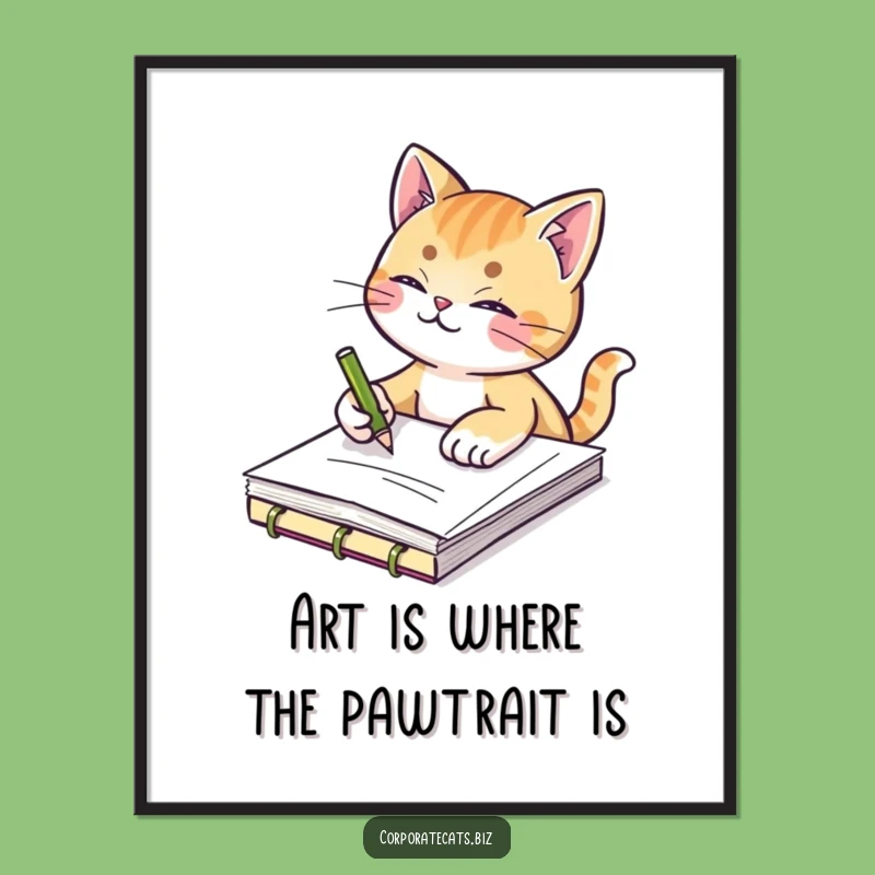 Free Printable Wall Art: Creative Cat Artist Funny Downloadable Decor