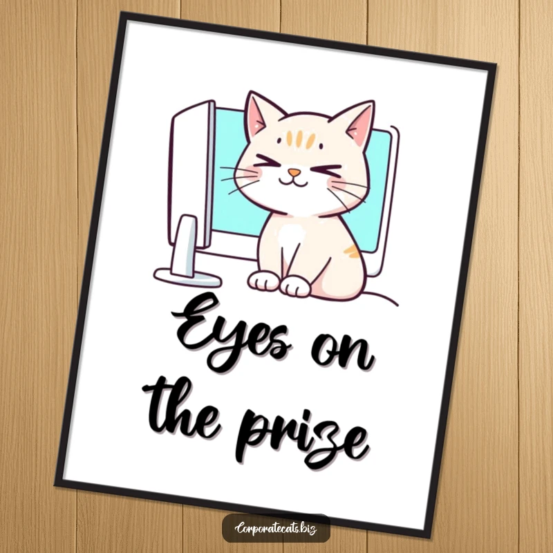 Funny Free Printable Wall Art: Crossed-eyed cat intensely staring at a glowing computer screen, looking completely frazzled.
