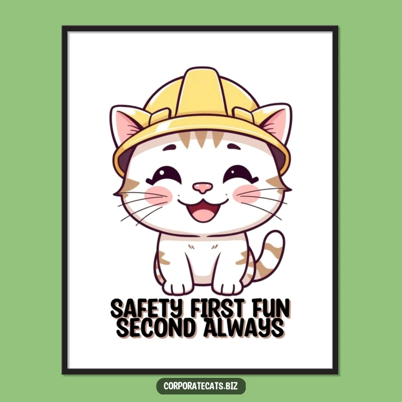 Free Printable Cat Hard Hat Art: Funny Wall Decor Downloadable Gift for Builders