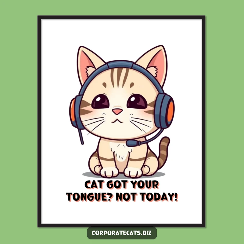 Free Printable Funny Wall Art: Focused Cat Video Call - Quirky Downloadable Decor