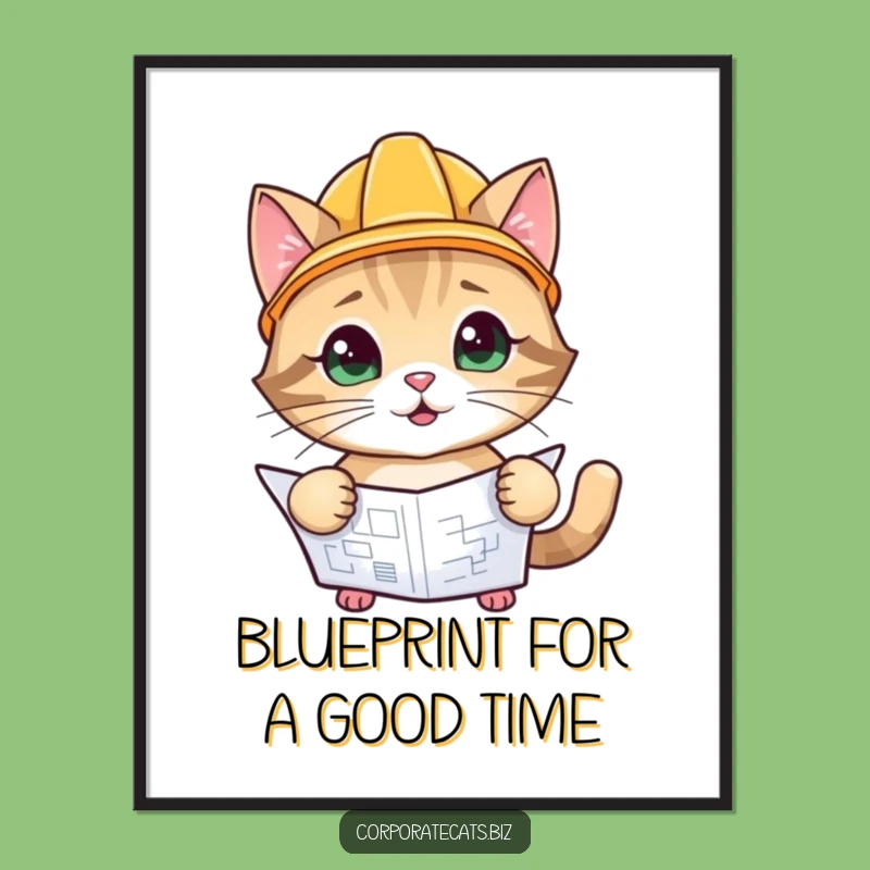 Free Printable Wall Art: Construction Cat - Funny Downloadable Decor for Builders and DIYers