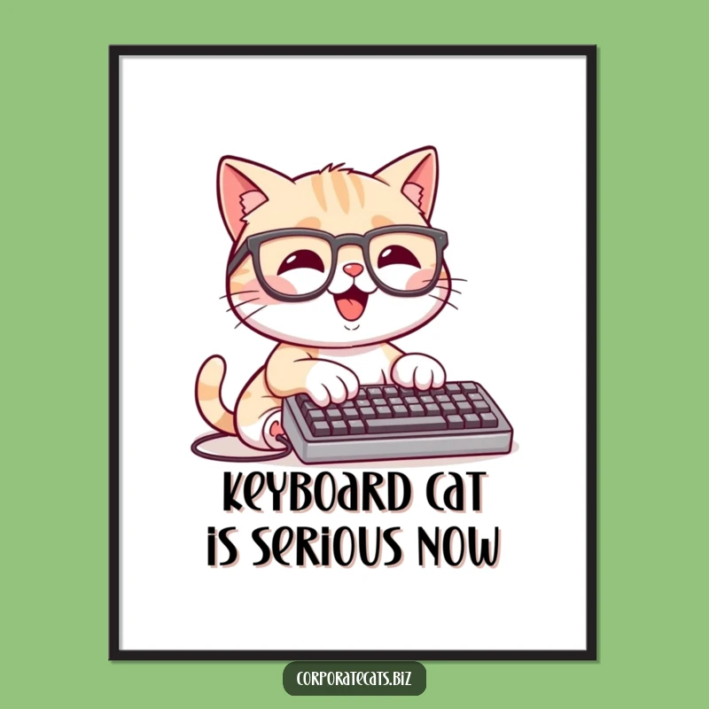 Free Printable Wall Art: Typing Cat - Funny Downloadable Decor for Offices and Homes