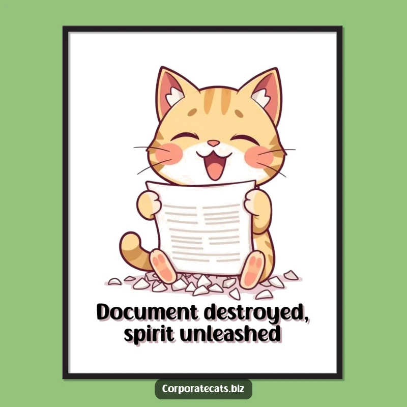 Funny Free Printable Wall Art: Chaotic Cat Shredding Decor, Downloadable Art
