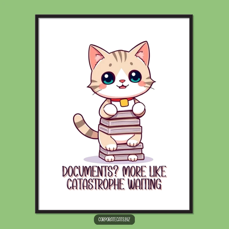 Funny Free Printable Wall Art: Office Cat Chaos Downloadable Decor Gift