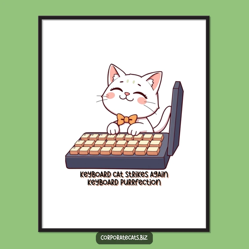 Funny Free Printable Wall Art: Giggling Cat Typist Downloadable Decor Gift