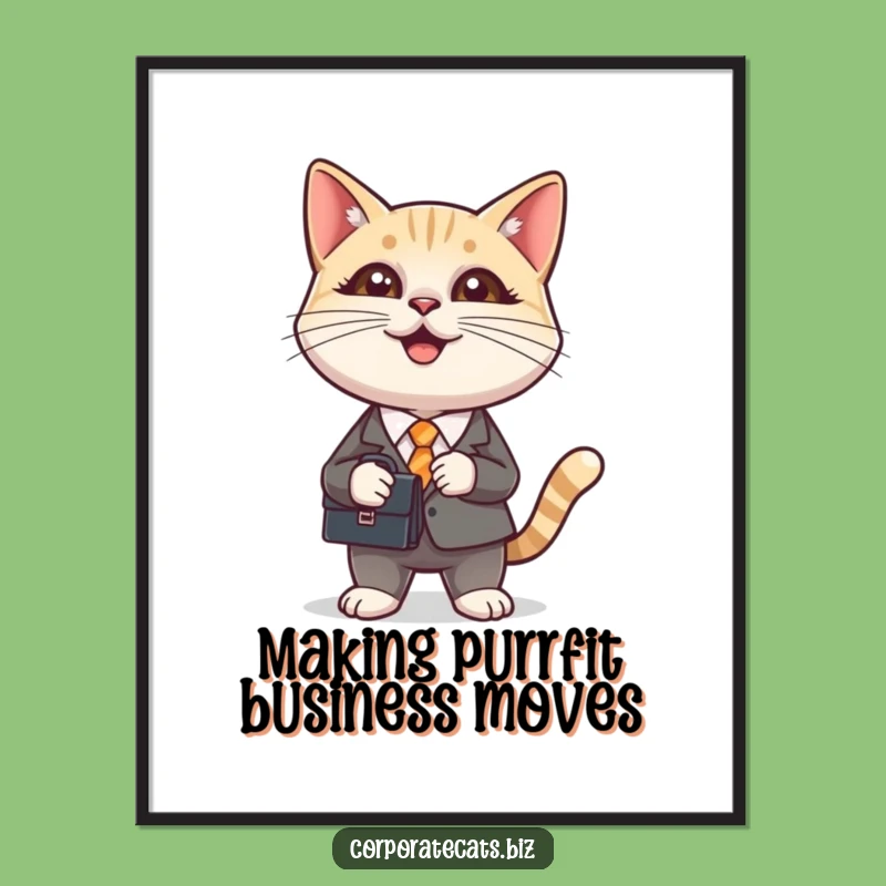 Free Printable Wall Art: Funny Business Cat Art, Downloadable Office Decor for Humor