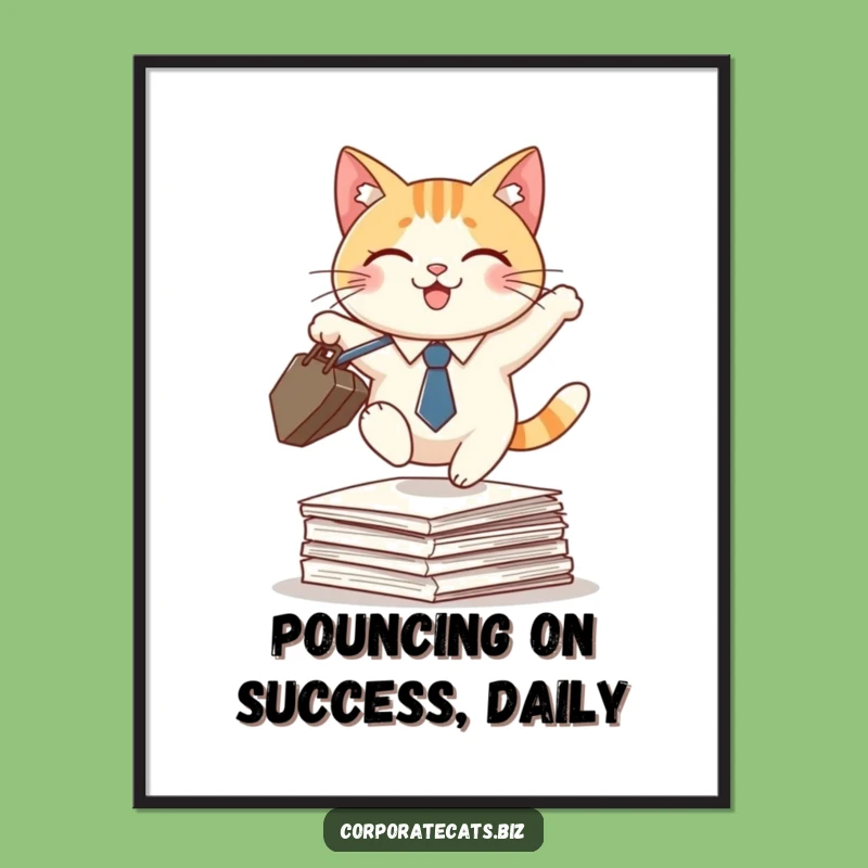 Funny Free Printable Wall Art: Cat Leaping Business Papers, Downloadable Art