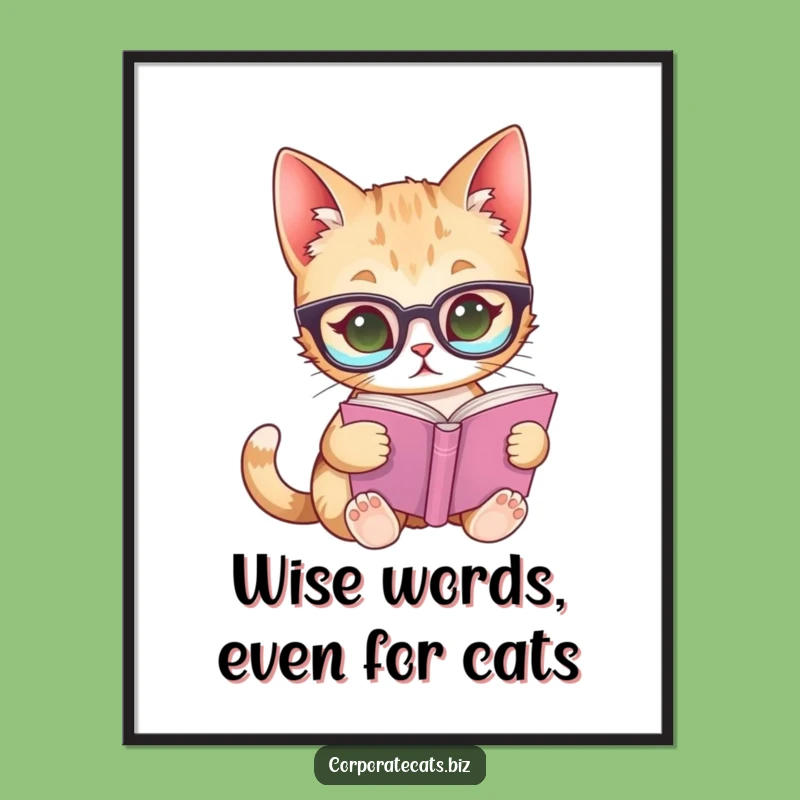 Free Printable Wall Art: Bookworm Cat Decor, Downloadable Art for Readers & Scholars