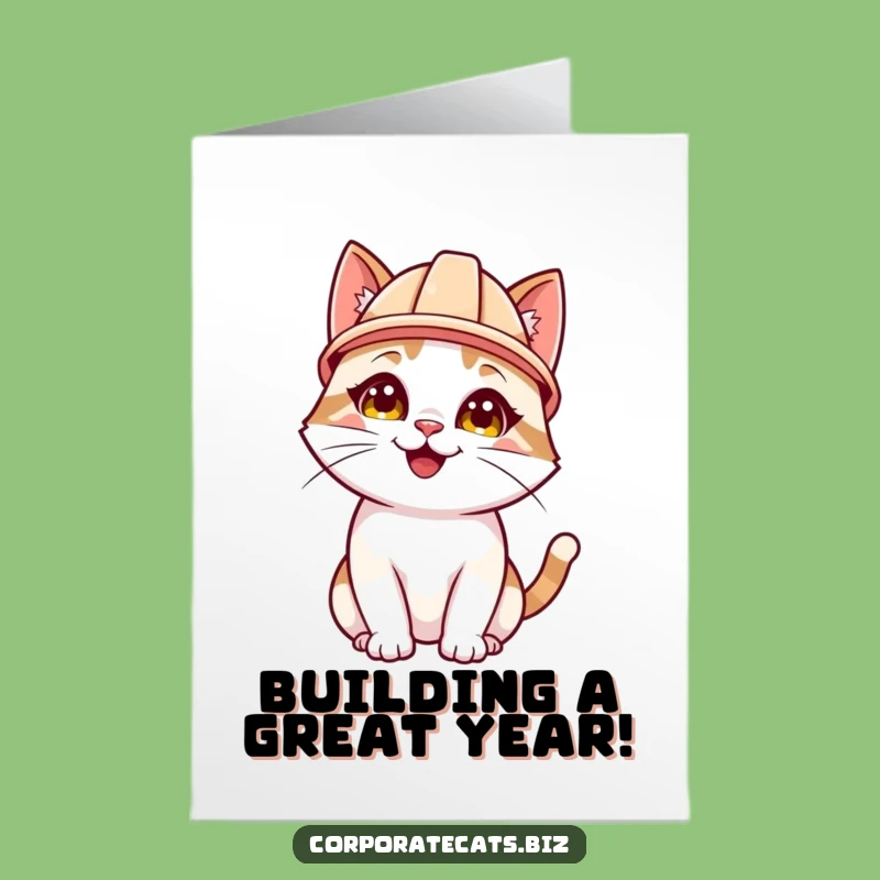 Free Printable Cat Birthday Card: Hard Hat Cat Attentive Downloadable Funny Greeting