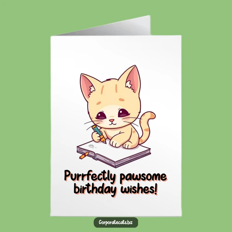 Free Printable Birthday Card: Funny Cat Artist Sketching Delight - Downloadable Humor Gift