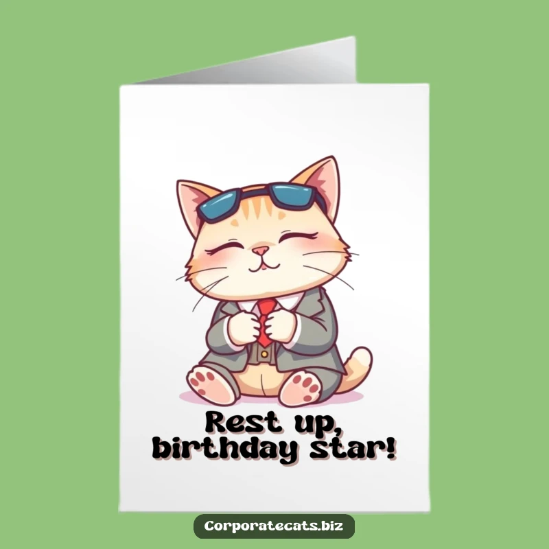 Free Printable Birthday Card: Napping Cat, Downloadable Humor for Relaxed Celebrations