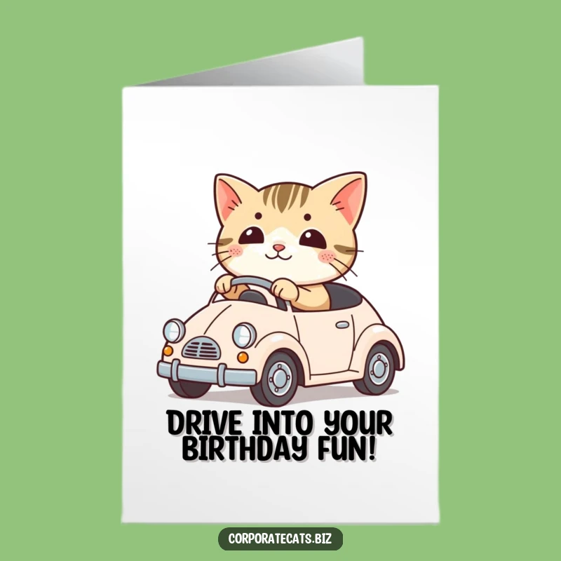 Free Printable Cat Driving Card: Funny Birthday Downloadable Gift for Adventurous Souls