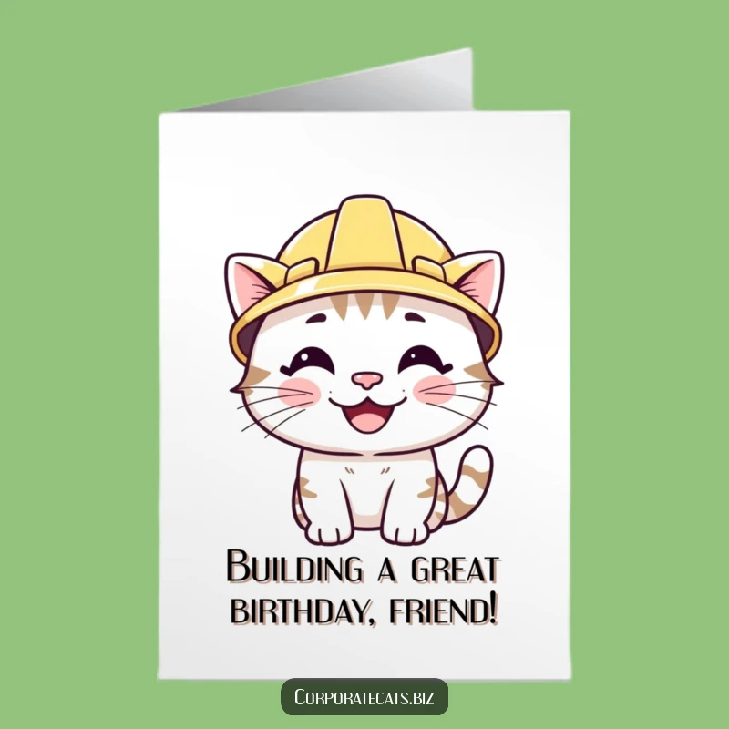 Free Printable Cat Hard Hat Card: Funny Birthday Downloadable Gift for DIY Dads