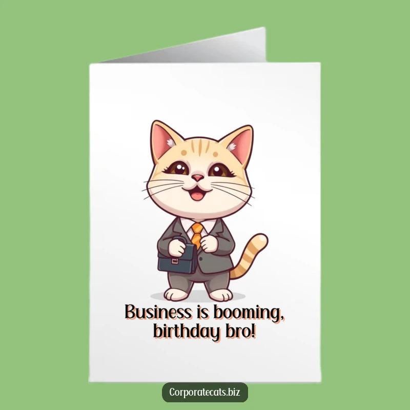 Free Printable Funny Cat Birthday Card: Business Cat, Downloadable Humor for Him