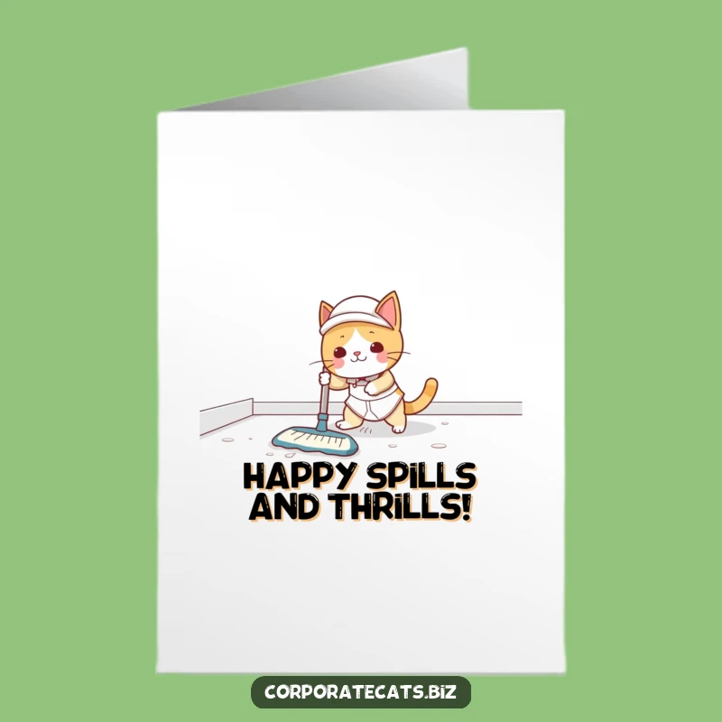 Funny Free Printable Birthday Card: Slippery Cat Janitor - Hilarious Downloadable Gift!