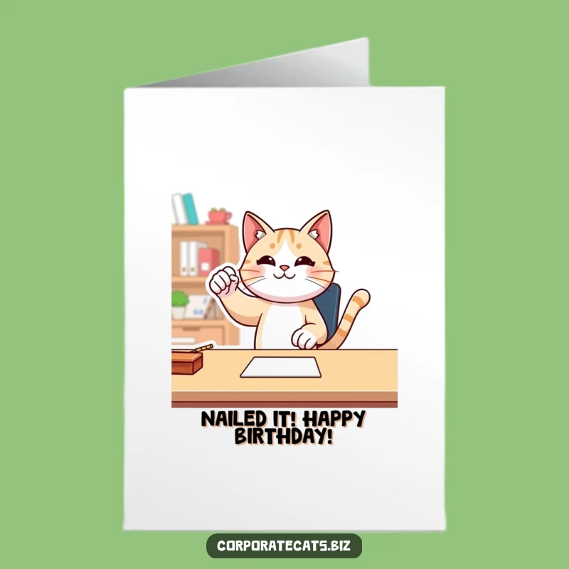 Free Printable Birthday Card: Fist Pump Cat - Funny Downloadable Victory Gift