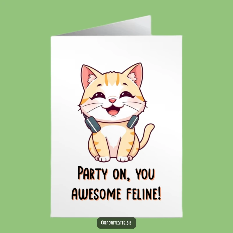 Free Printable Birthday Card: Chatty Cat Gamer Funny Downloadable Gift