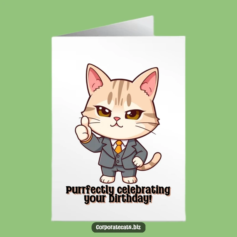 Free Printable Birthday Card: Suited Cat Thumbs-Up, Funny Downloadable Gift!